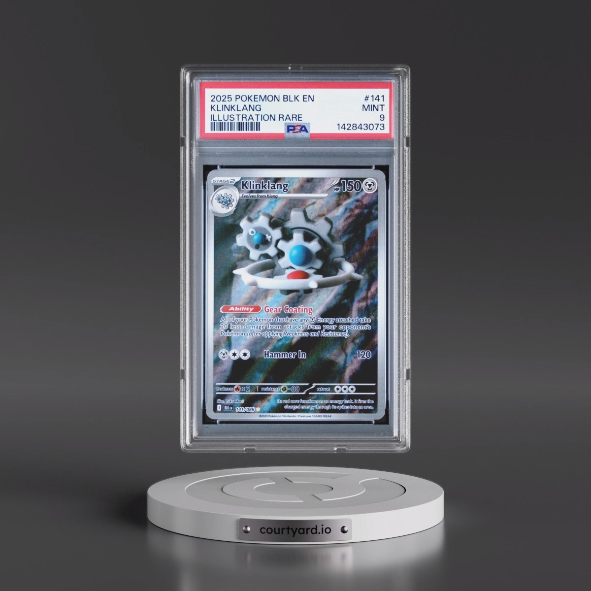 2025 Pokémon Blk EN-Black Bolt #141 Klinklang - Illustration Rare (PSA 9 MINT)