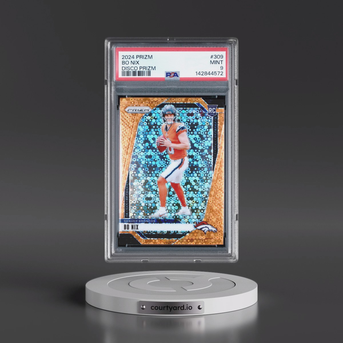 2024 Panini Prizm #309 Bo Nix - Disco Prizm (PSA 9 MINT)