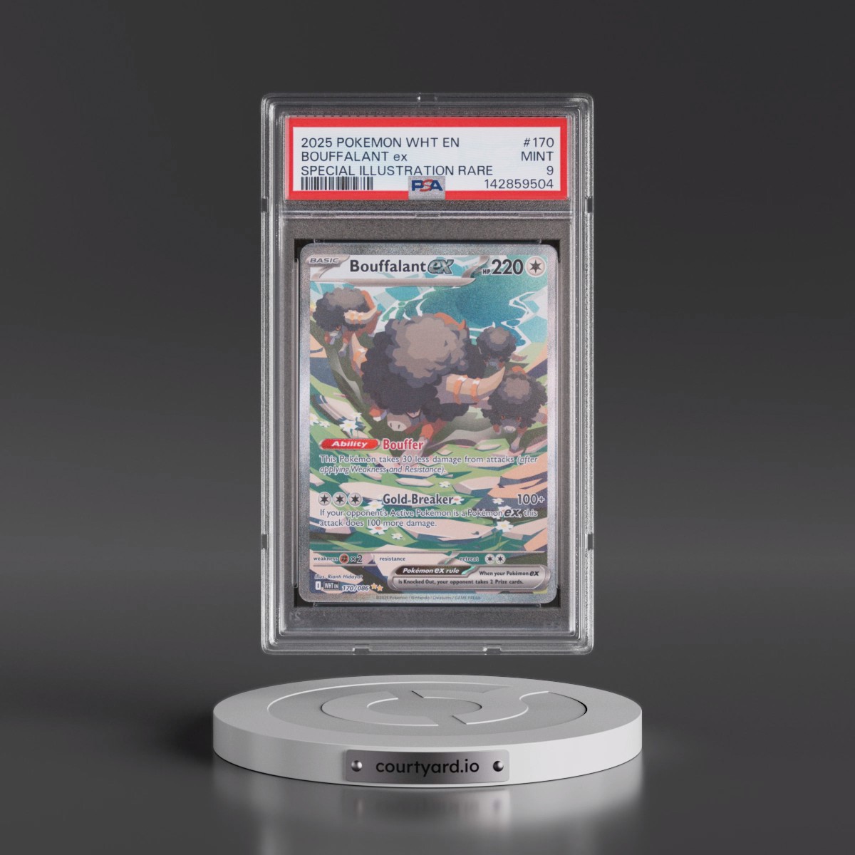 2025 Pokémon Wht EN-White Flare #170 Bouffalant EX - Holo Special Illustration Rare (PSA 9 MINT)