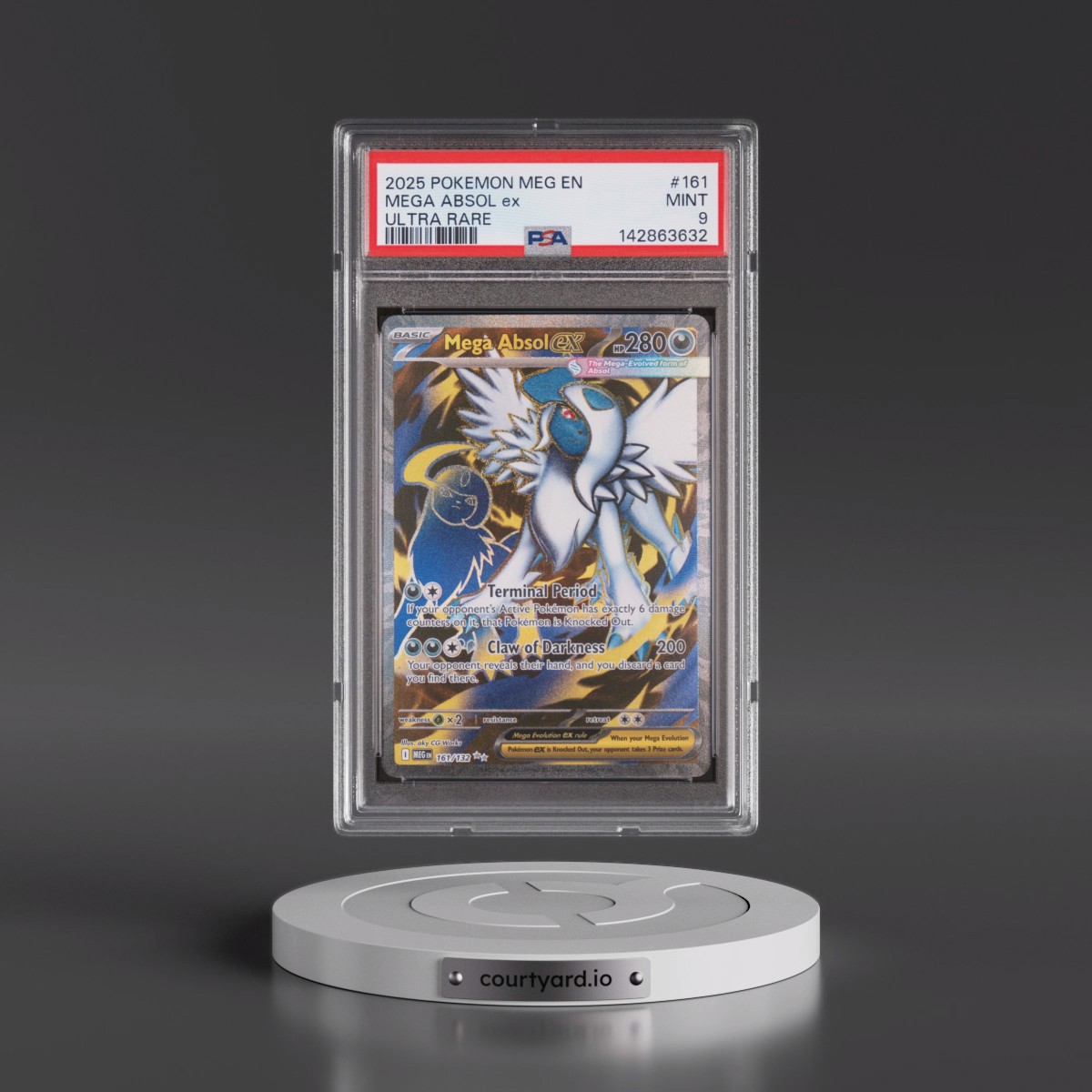 2025 Pokémon Meg EN-Mega Evolution #161 Mega Absol EX - Holo Ultra Rare (PSA 9 MINT)