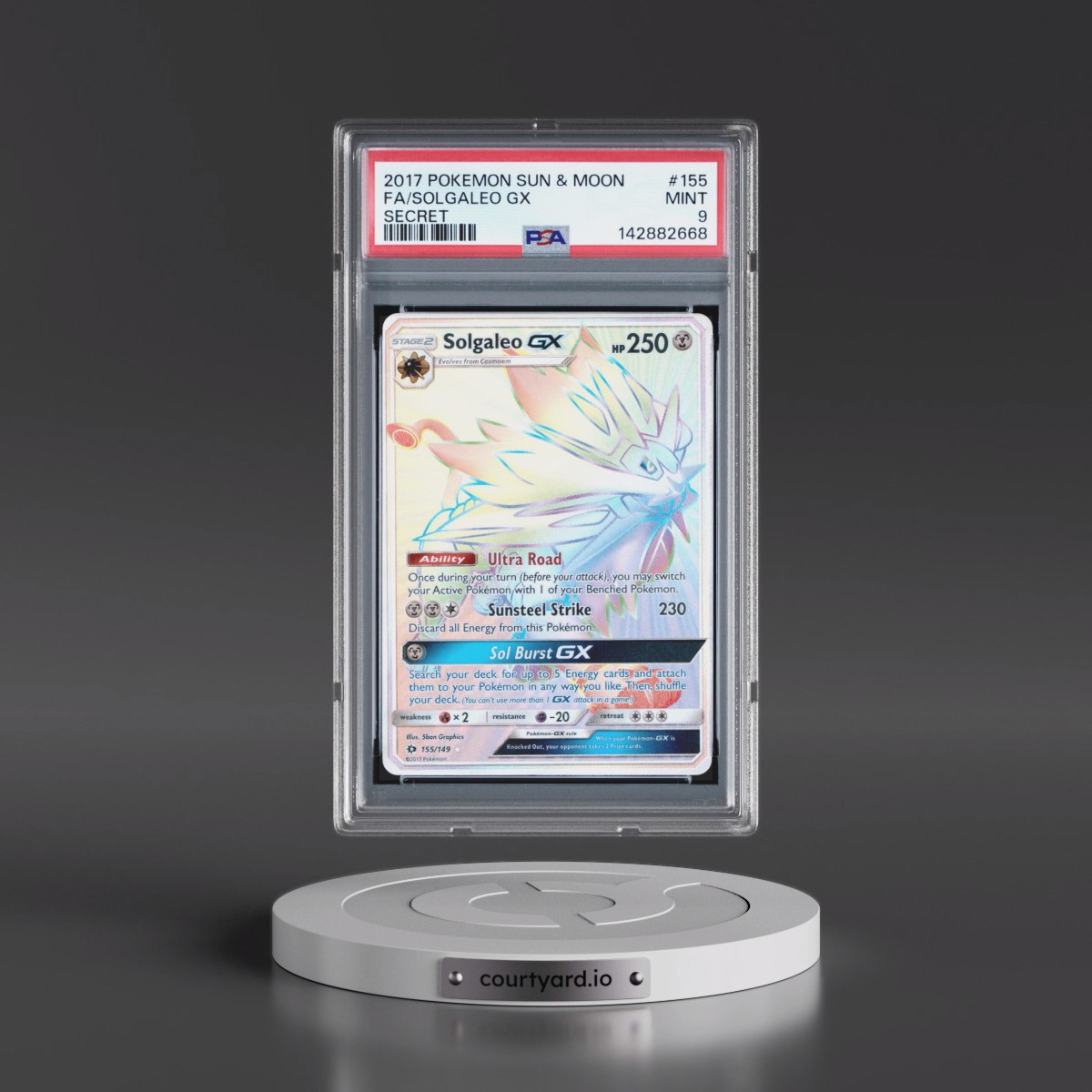 2017 Pokémon Sun & Moon #155 Solgaleo GX - Holo Full Art Secret (PSA 9 MINT)