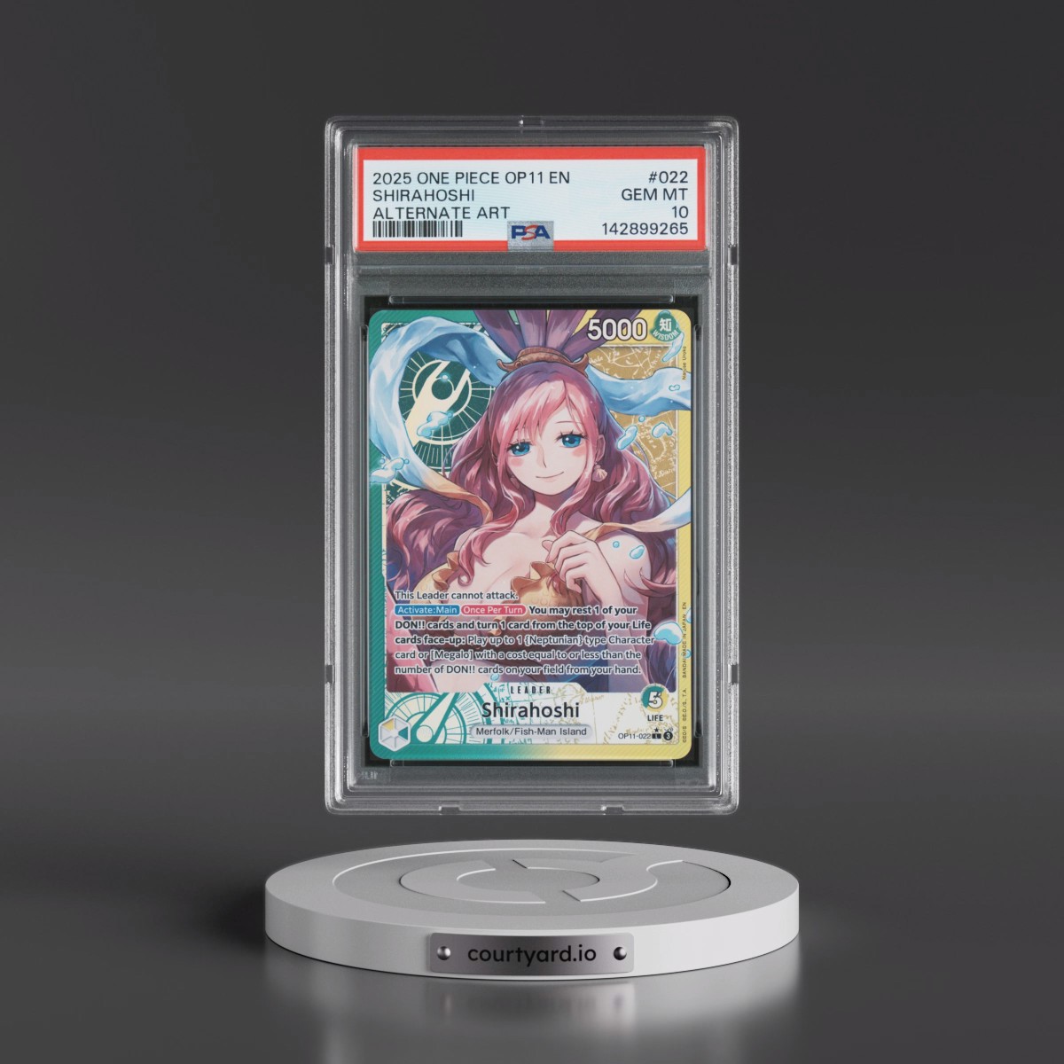 2025 One Piece OP11-A Fist of Divine Speed #022 Shirahoshi - Alternate Art (PSA 10 GEM MINT)