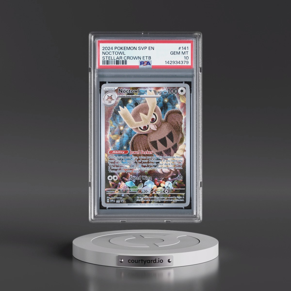 2024 Pokémon Svp EN-SV Black Star Promo #141 Noctowl - Stellar Crown Elite Trainer Box (PSA 10 GEM MINT)