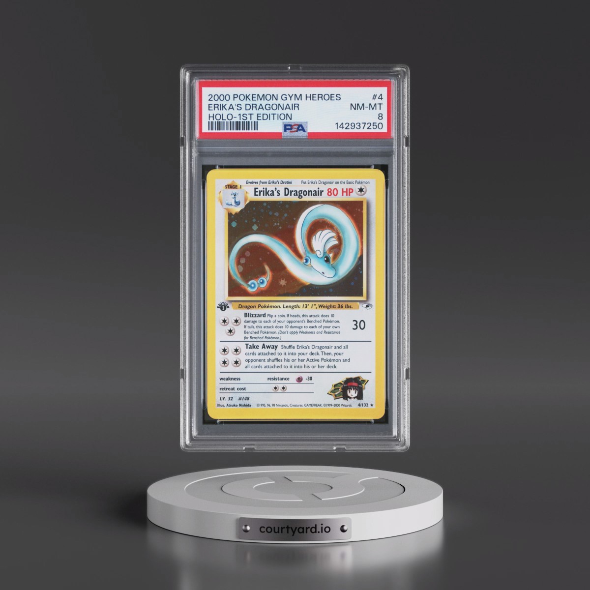2000 Pokémon Gym Heroes #4 Erika's Dragonair - 1st Edition Holo (PSA 8 NM-MT) - Photo