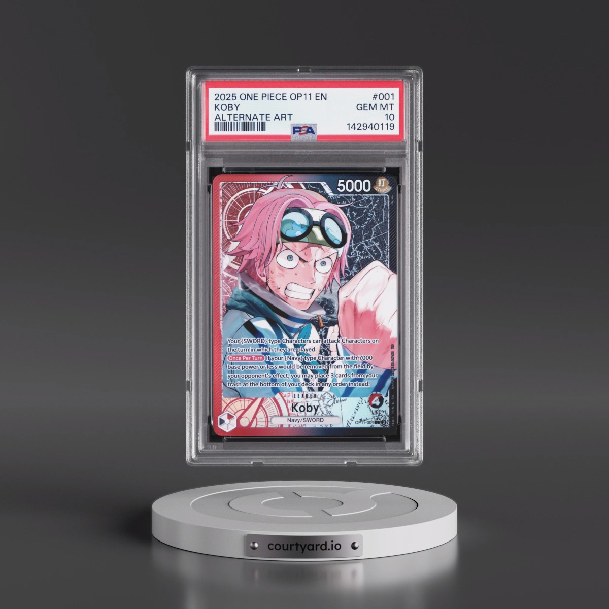 2025 One Piece OP11-A Fist of Divine Speed #001 Koby - Alternate Art (PSA 10 GEM MINT)