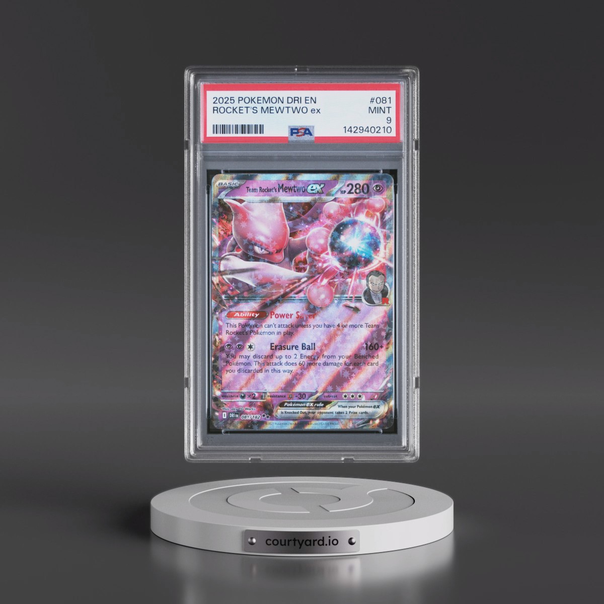 2025 Pokémon Dri EN-Destined Rivals #081 Team Rocket's Mewtwo EX - Holo (PSA 9 MINT)