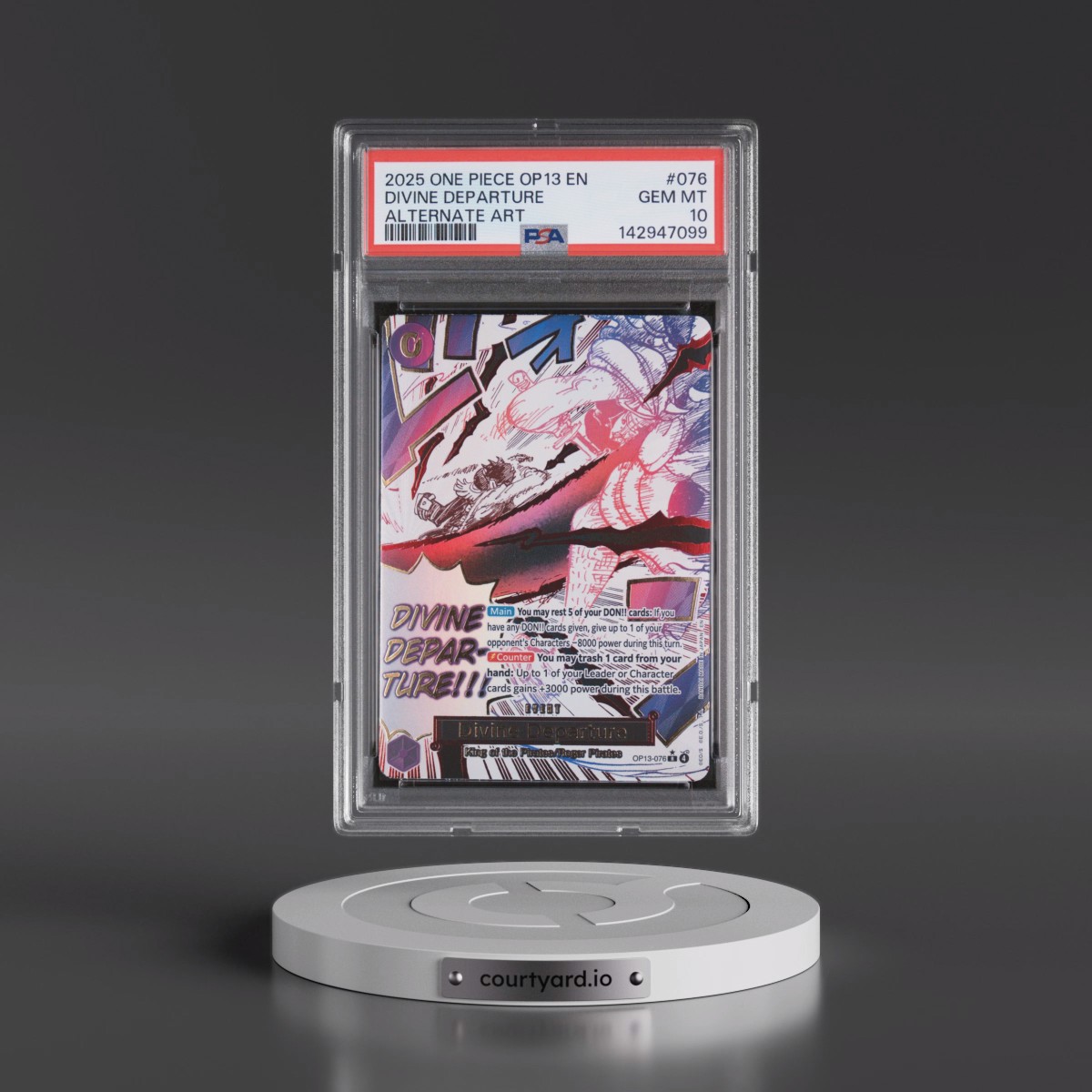 2025 One Piece OP13-Carrying on His Will #076 Divine Departure - Alternate Art (PSA 10 GEM MINT)