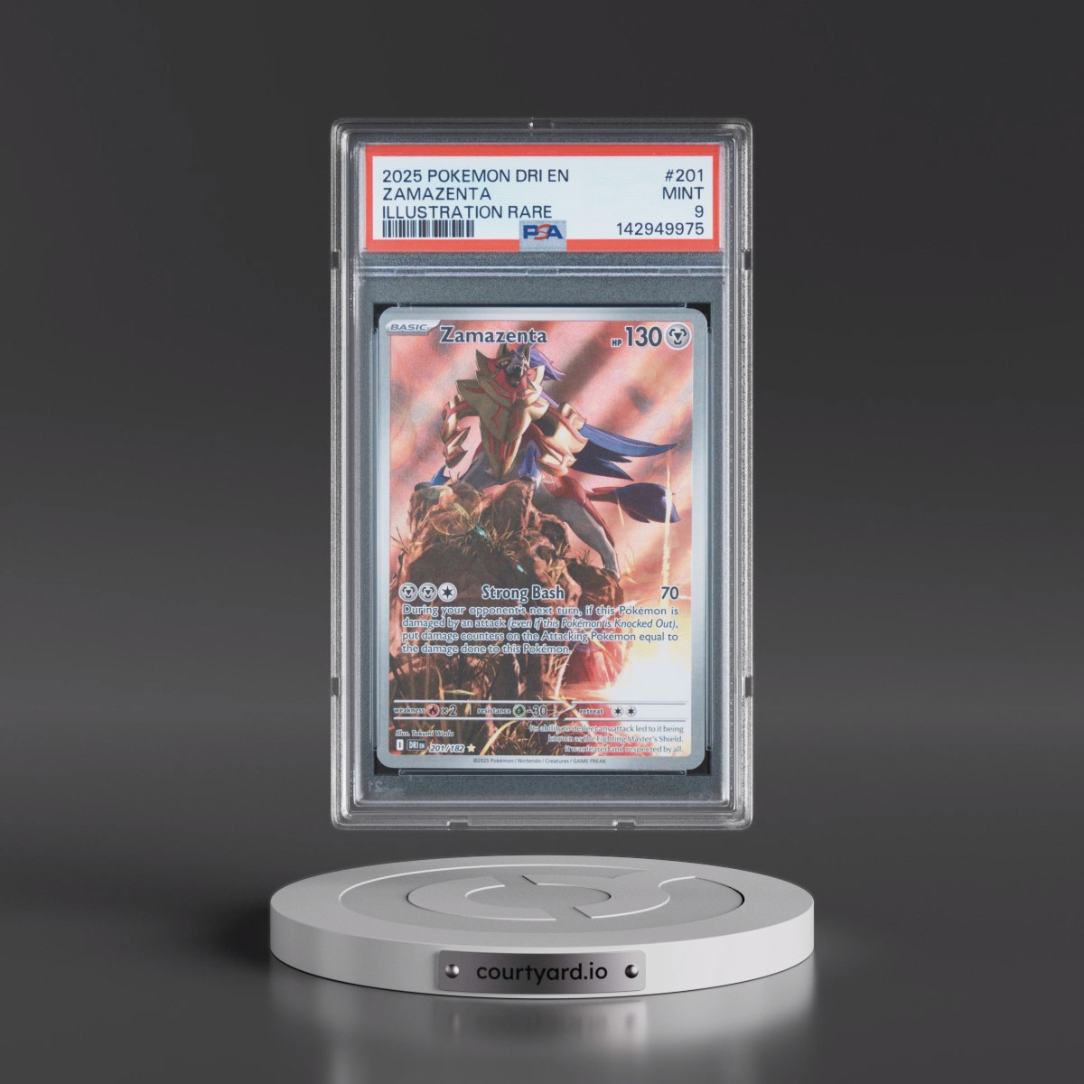 2025 Pokémon Dri EN-Destined Rivals #201 Zamazenta - Illustration Rare (PSA 9 MINT)