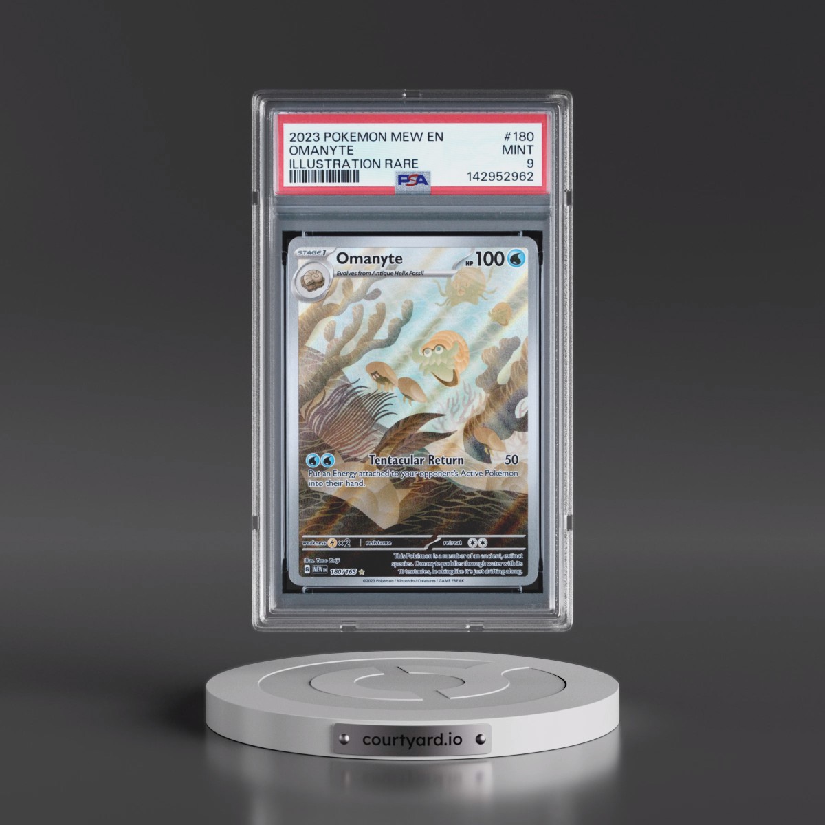 2023 Pokémon Mew EN-151 #180 Omanyte - Illustration Rare (PSA 9 MINT)