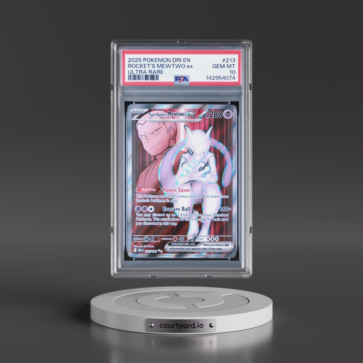 2025 Pokémon Dri EN-Destined Rivals #213 Team Rocket's Mewtwo EX - Holo Ultra Rare (PSA 10 GEM MINT)