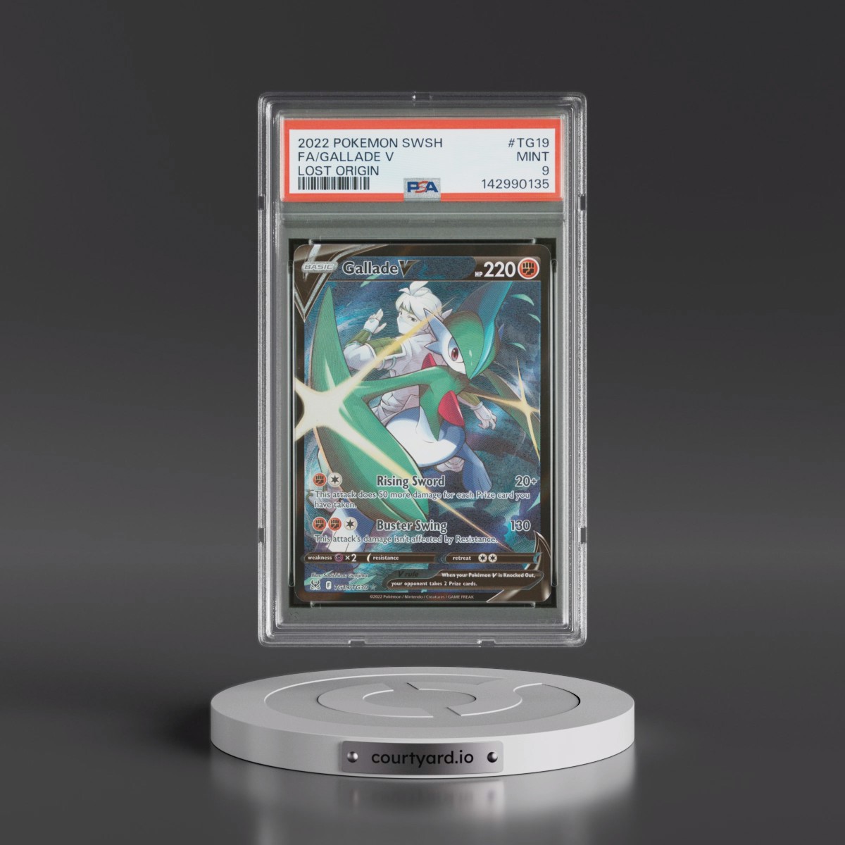 2022 Pokémon Sword & Shield Lost Origin #TG19 Gallade V - Holo Full Art (PSA 9 MINT)