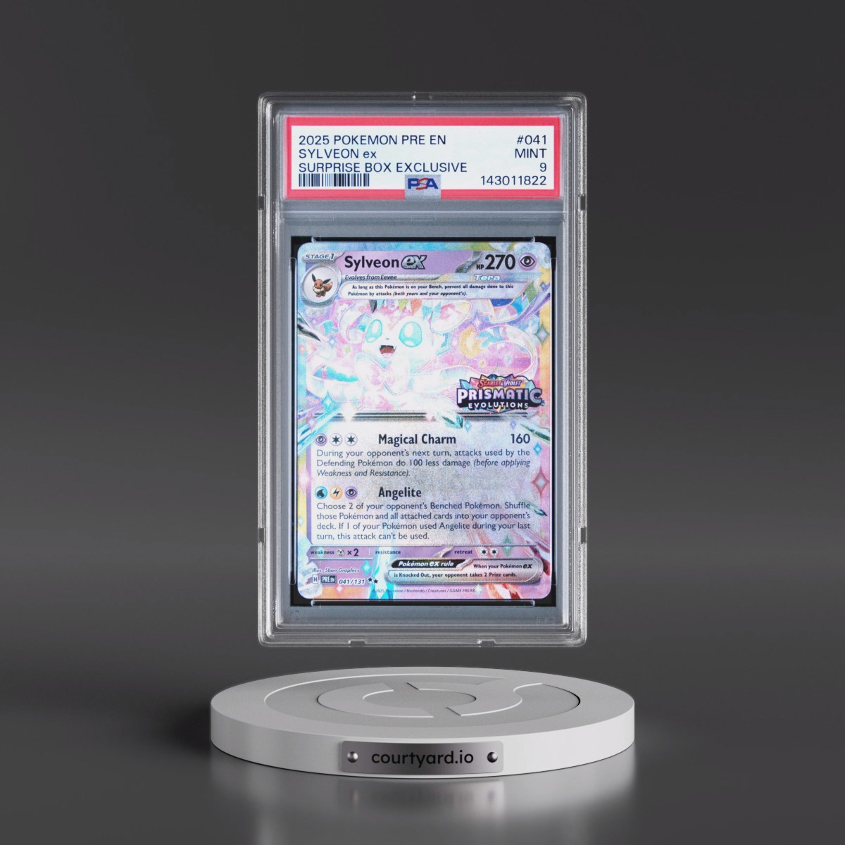 2025 Pokémon Pre EN-Prismatic Evolutions #041 Sylveon EX - Holo Surprise Box Exclusive (PSA 9 MINT)
