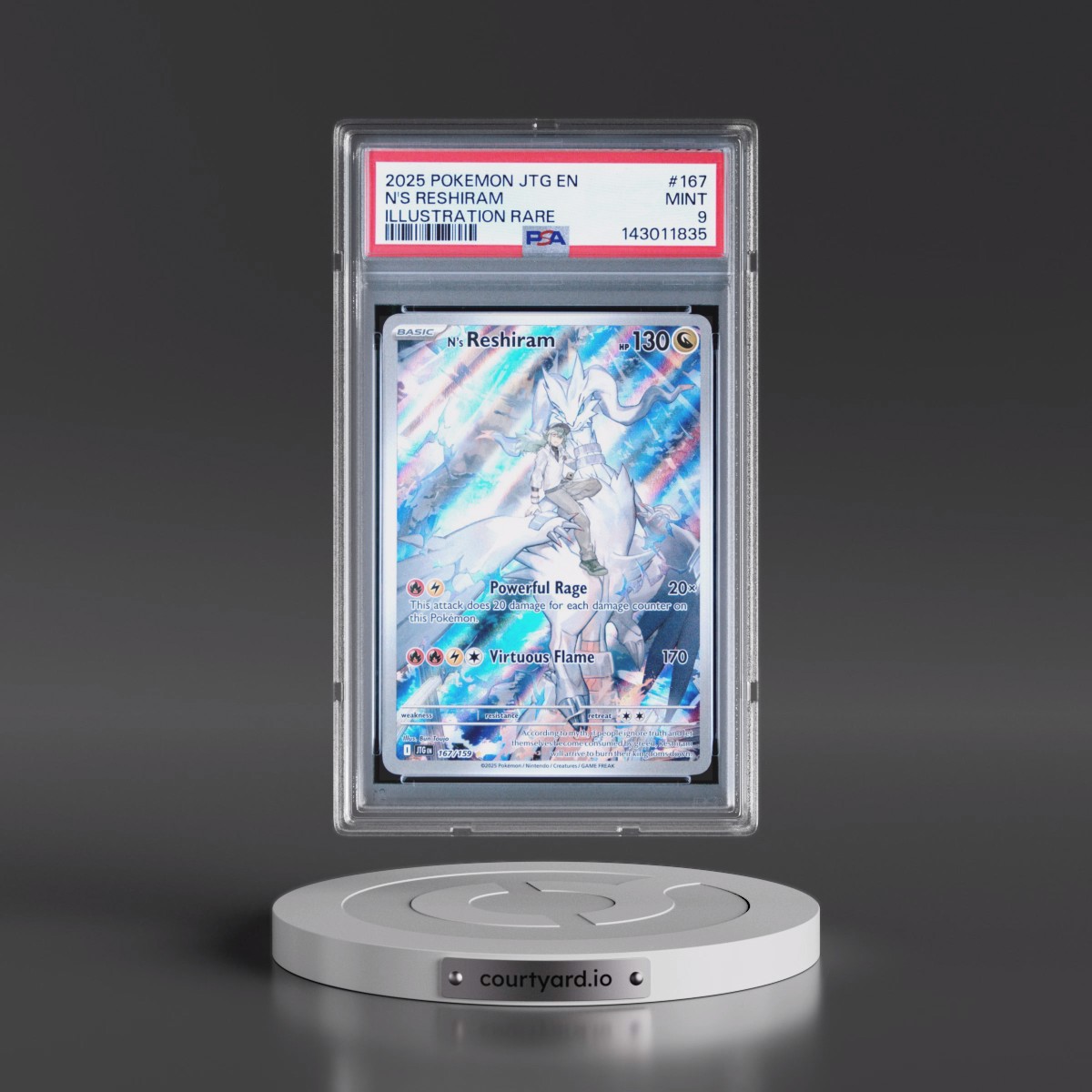 2025 Pokémon Jtg EN-Journey Together #167 N's Reshiram - Illustration Rare (PSA 9 MINT)