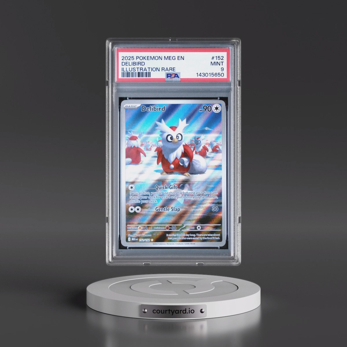 2025 Pokémon Meg EN-Mega Evolution #152 Delibird - Illustration Rare (PSA 9 MINT)