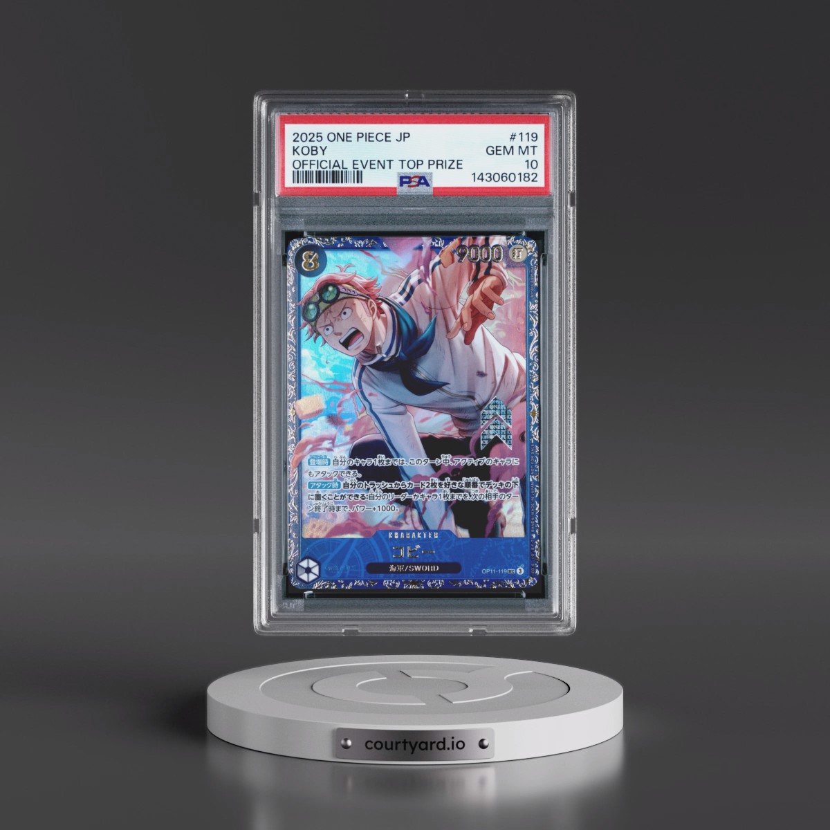 2025 One Piece Japanese Promos #119 Koby - Official Event Top Prize (PSA 10 GEM MINT)