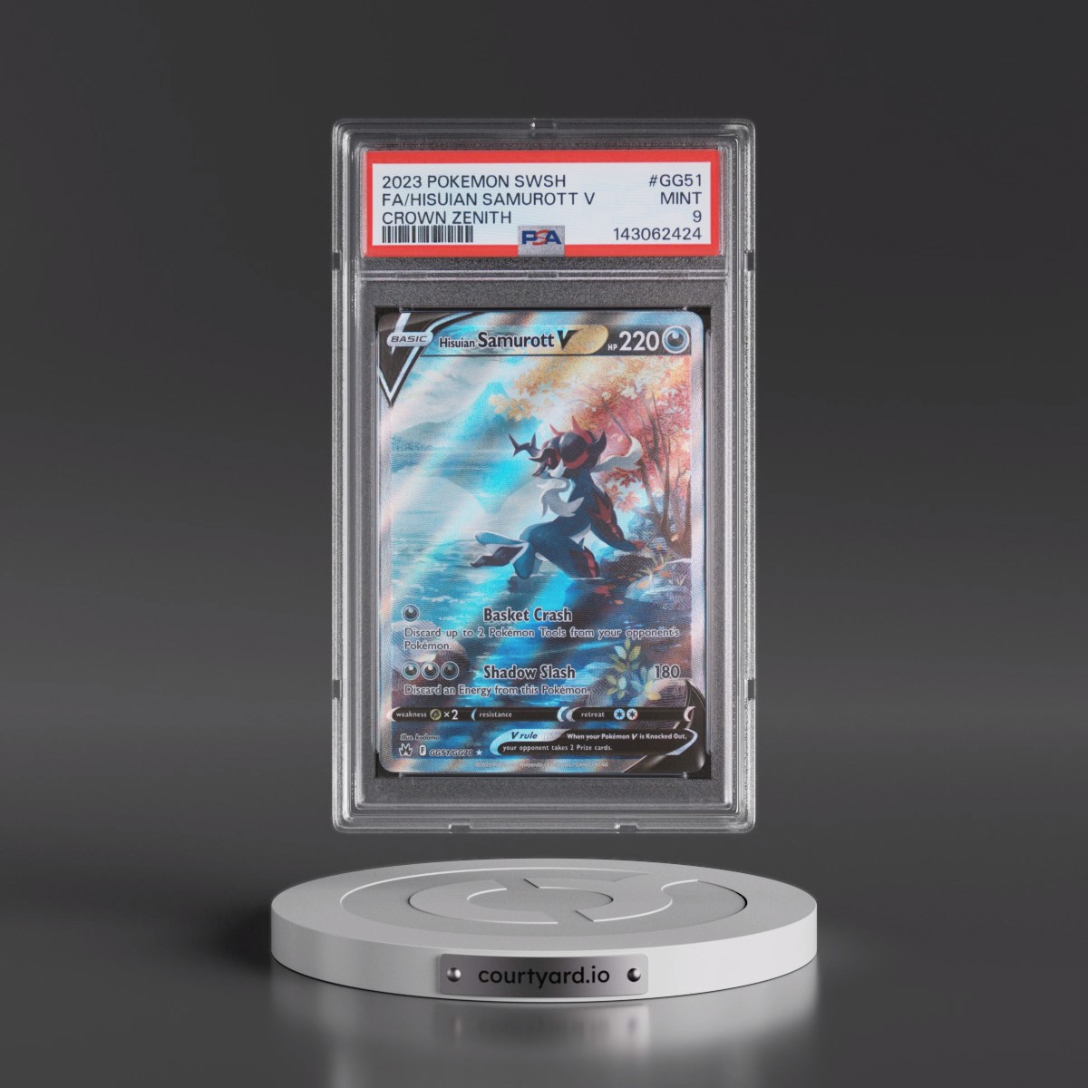 2023 Pokémon Sword and Shield Crown Zenith #GG51 Hisuian Samurott V - Holo Full Art (PSA 9 MINT)