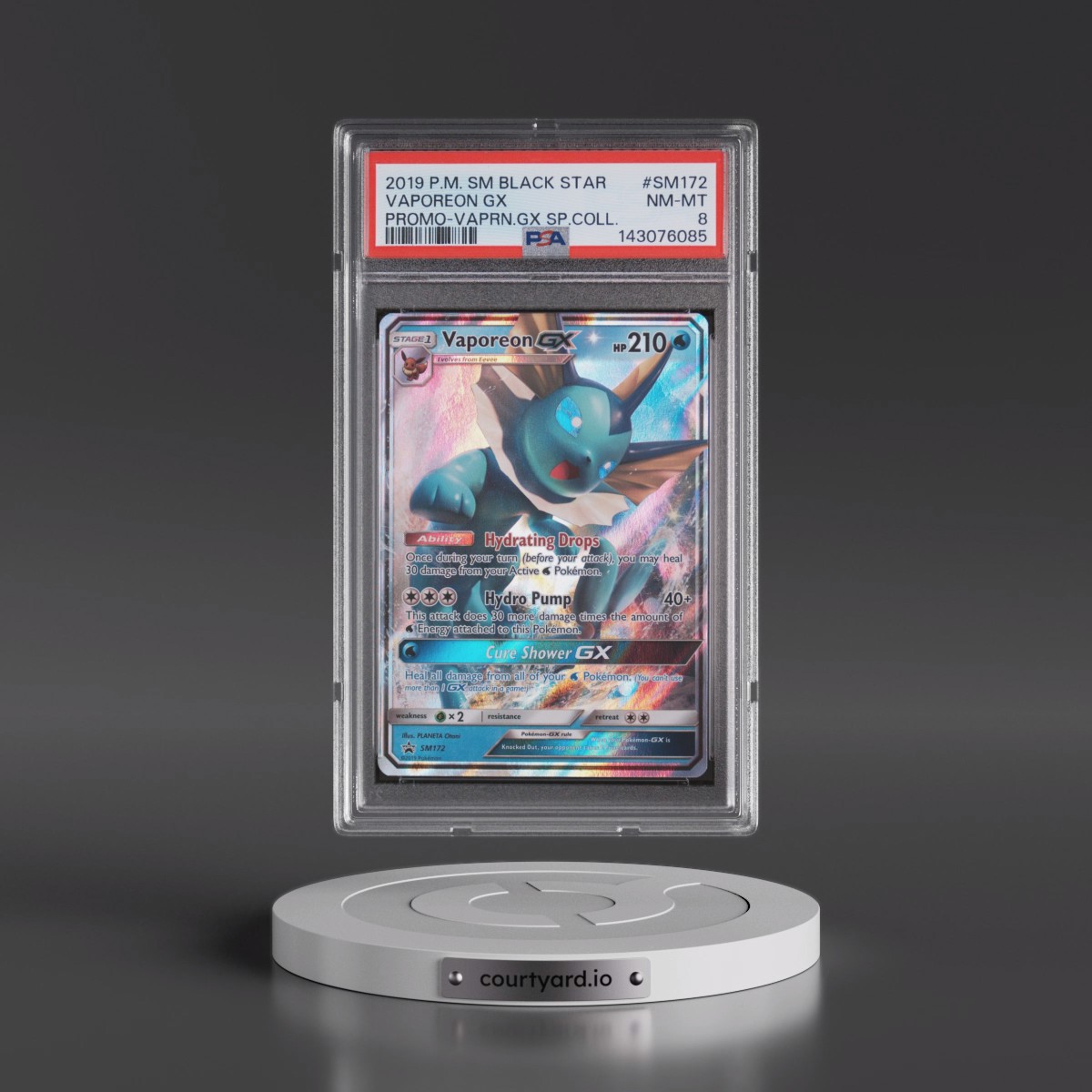 2019 Pokémon SM Black Star Promo #SM172 Vaporeon GX - Holo Vaporeon GX Special Collection (PSA 8 NM-MT)