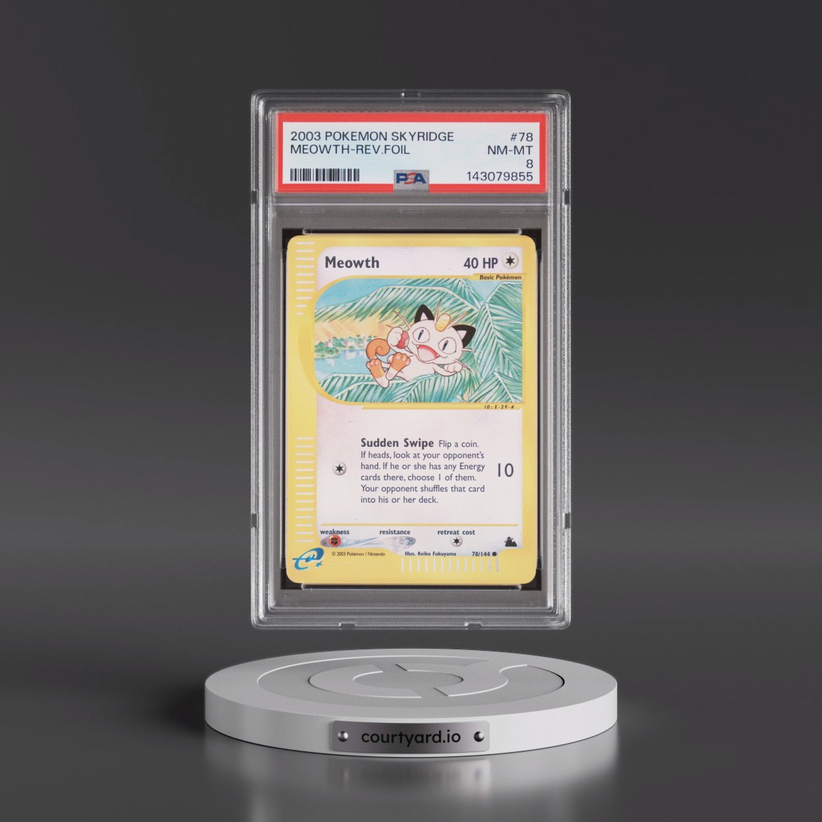 2003 Pokémon Skyridge #78 Meowth - Reverse Foil (PSA 8 NM-MT)