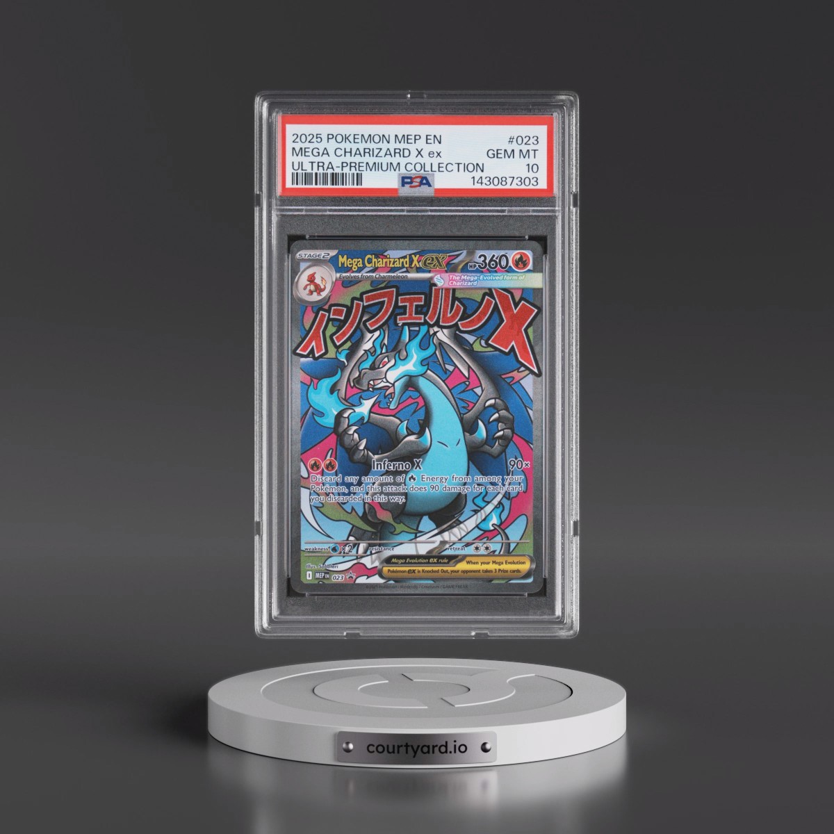 2025 Pokémon Mep EN-Me Black Star Promo #023 Mega Charizard X EX - Holo Mega Charizard X EX Ultra-Premium Collection (PSA 10 GEM MINT)