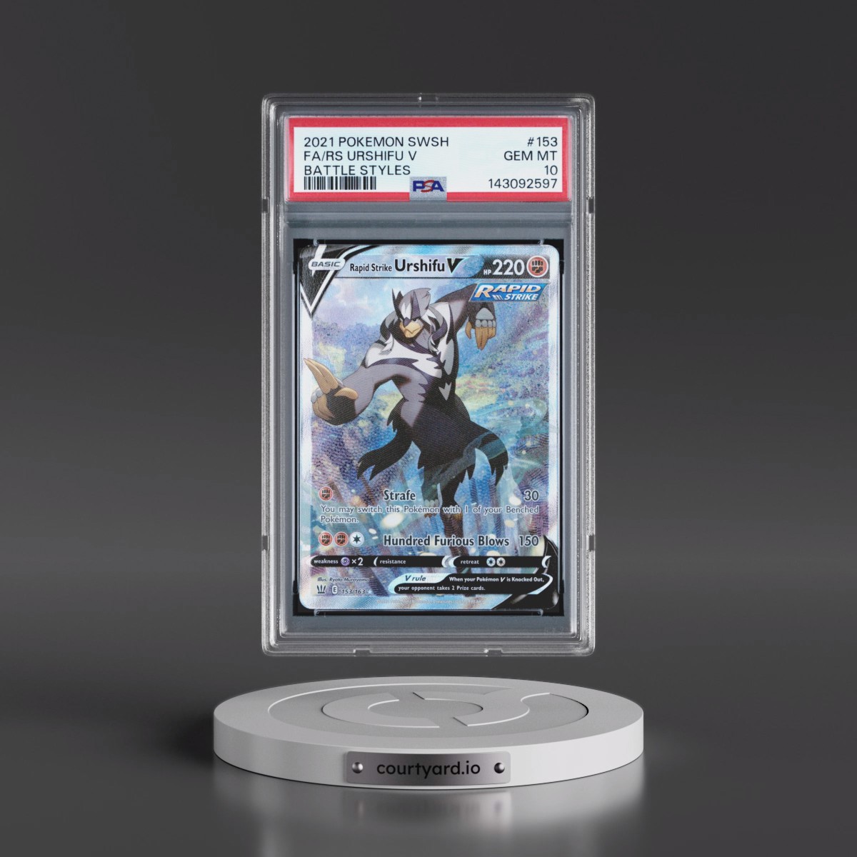 2021 Pokémon Sword & Shield Battle Styles #153 Rapid Strike Urshifu V - Holo Full Art (PSA 10 GEM MINT)
