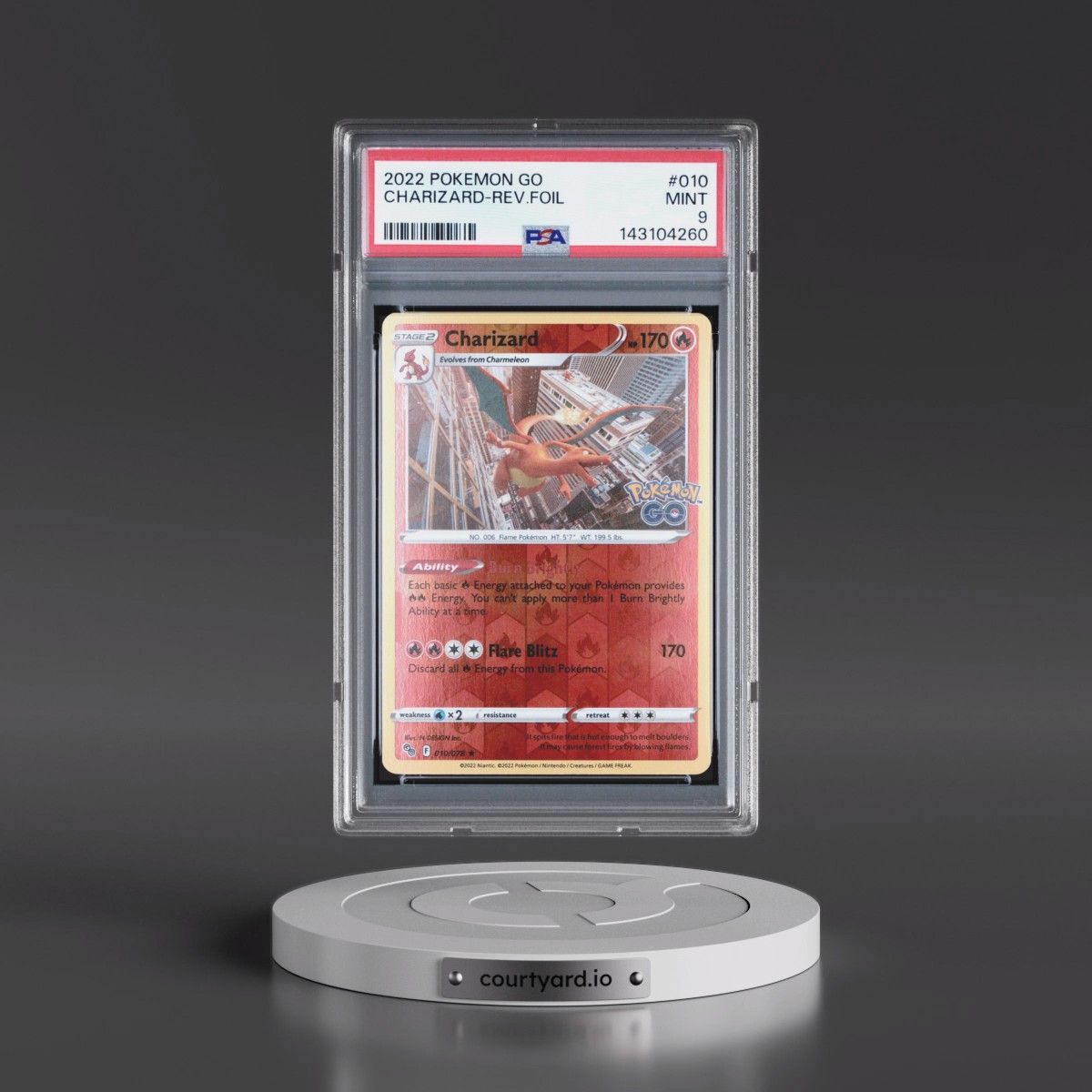 2022 Pokémon Go #010 Charizard - Reverse Foil (PSA 9 MINT)