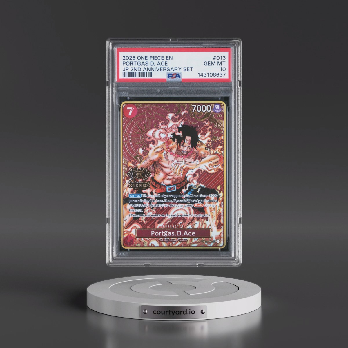 2025 One Piece Japanese 2nd Anniversary Set #013 Portgas D. Ace (PSA 10 GEM MINT)