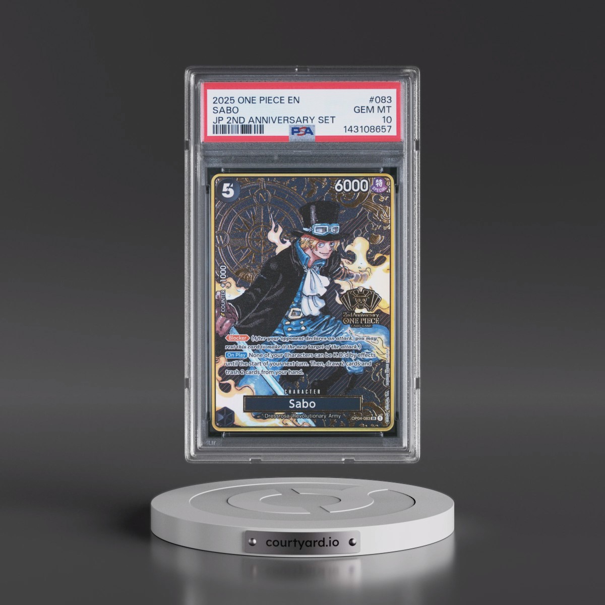 2025 One Piece Japanese 2nd Anniversary Set #083 Sabo (PSA 10 GEM MINT)