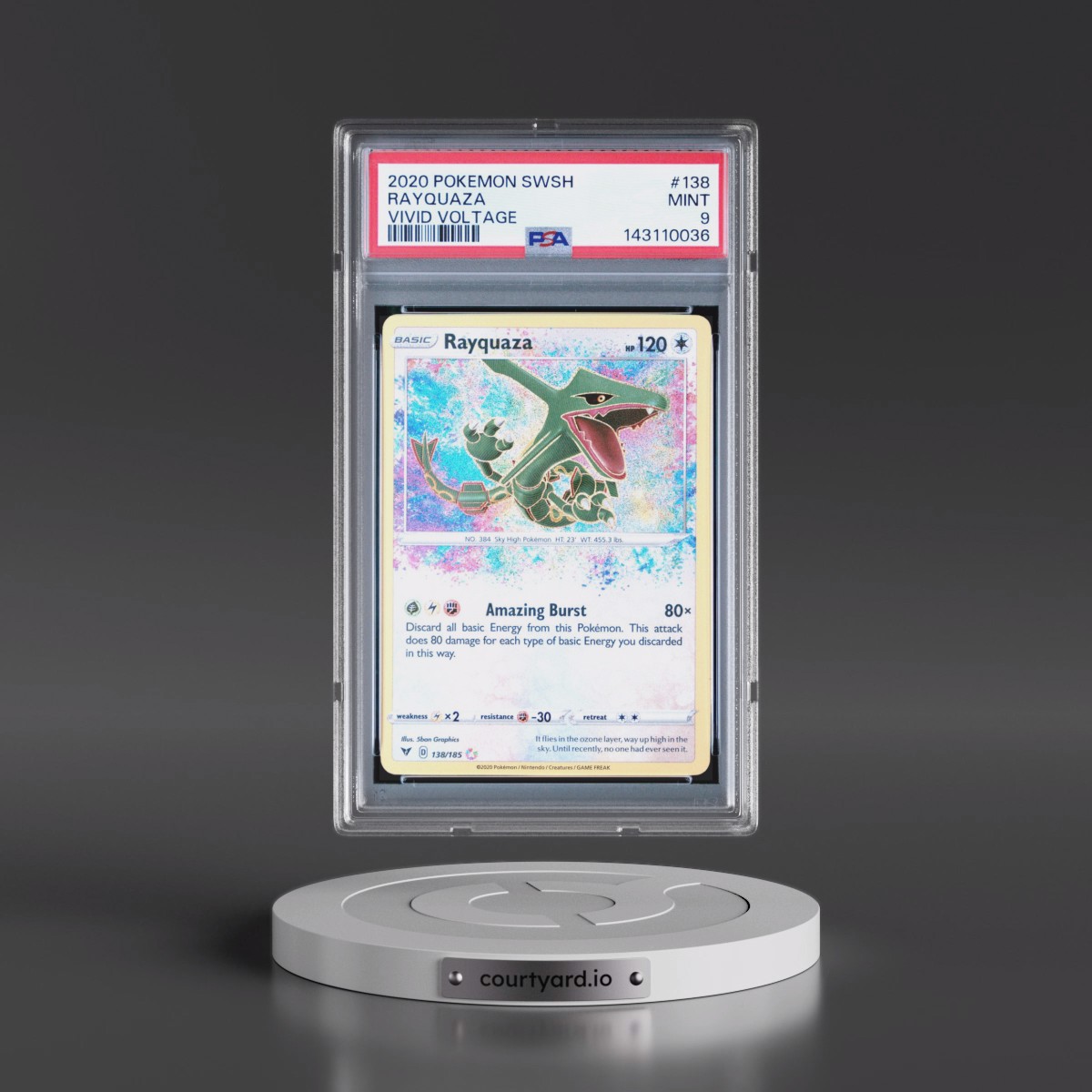 2020 Pokémon Sword & Shield Vivid Voltage #138 Rayquaza (PSA 9 MINT)