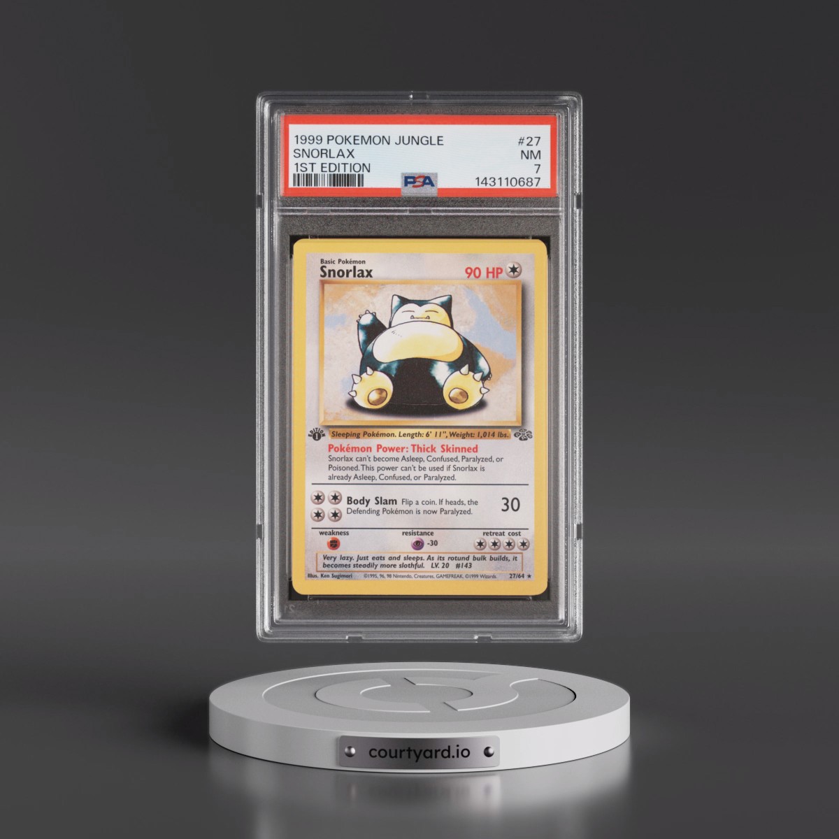 1999 Pokémon Jungle #27 Snorlax - 1st Edition (PSA 7 NM)