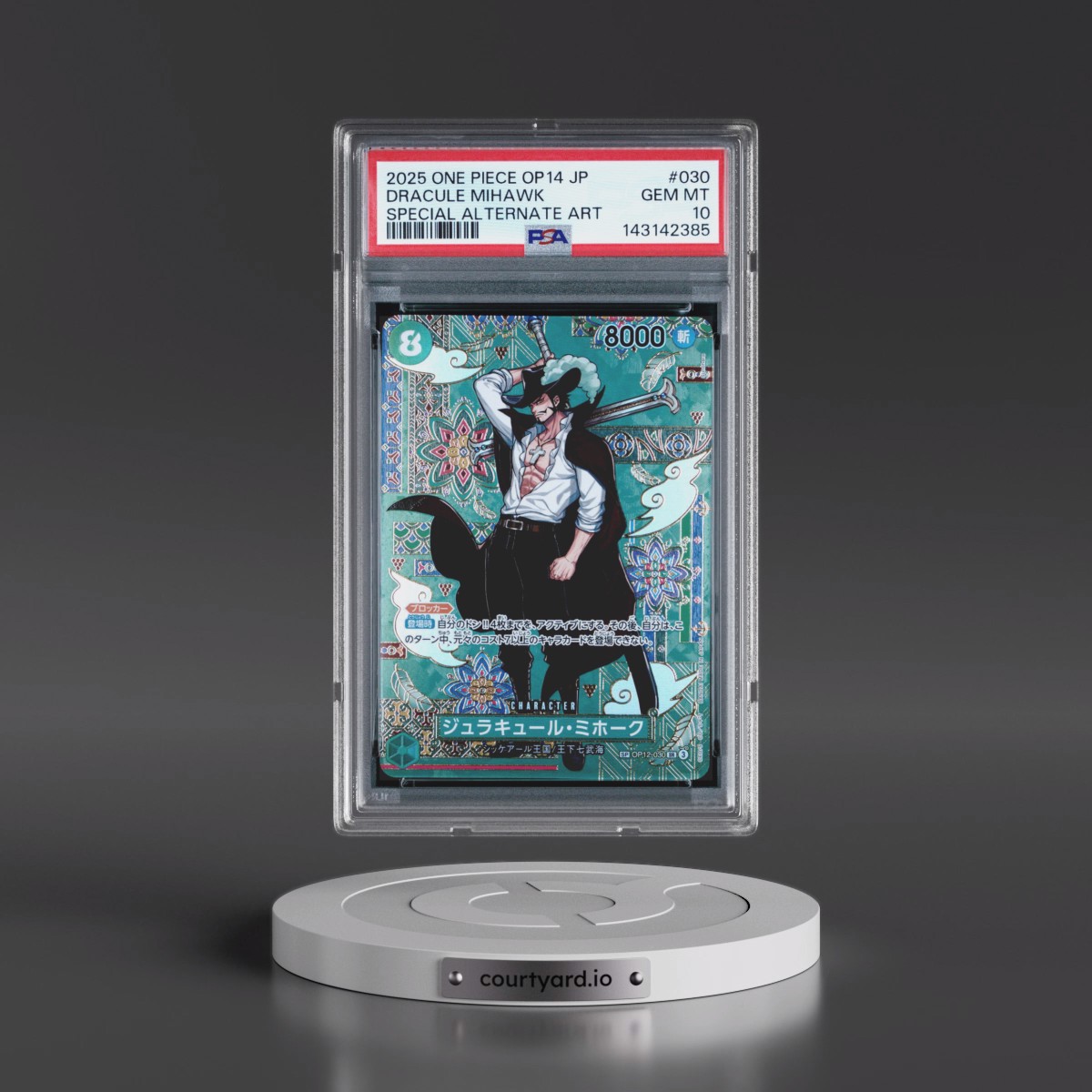 2025 One Piece Japanese OP14-the Azure Sea's Seven #030 Dracule Mihawk - Special Alternate Art (PSA 10 GEM MINT)