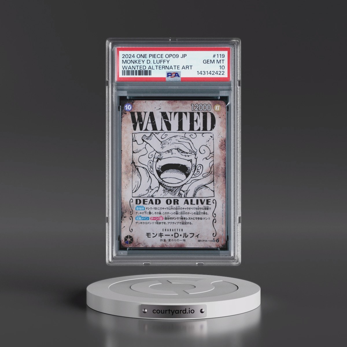 2024 One Piece Japanese OP09-Emperors in the New World #119 Monkey D. Luffy - Wanted Alternate Art (PSA 10 GEM MINT)