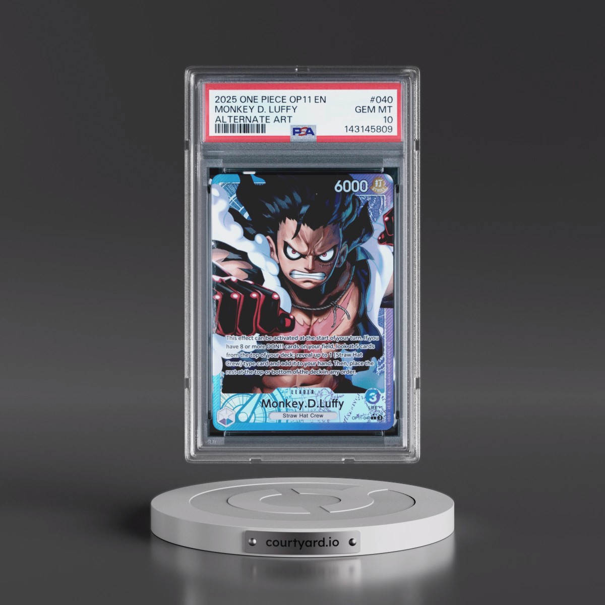 2025 One Piece OP11-A Fist of Divine Speed #040 Monkey D. Luffy - Alternate Art (PSA 10 GEM MINT)