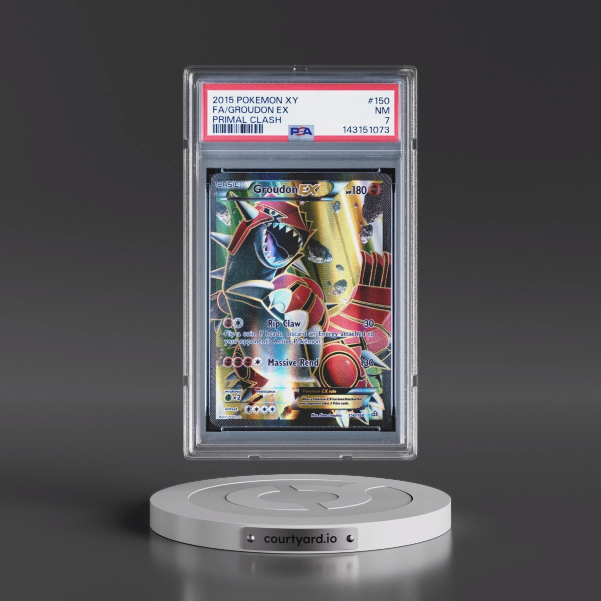 2015 Pokémon XY Primal Clash #150 Groudon EX - Holo Full Art (PSA 7 NM)