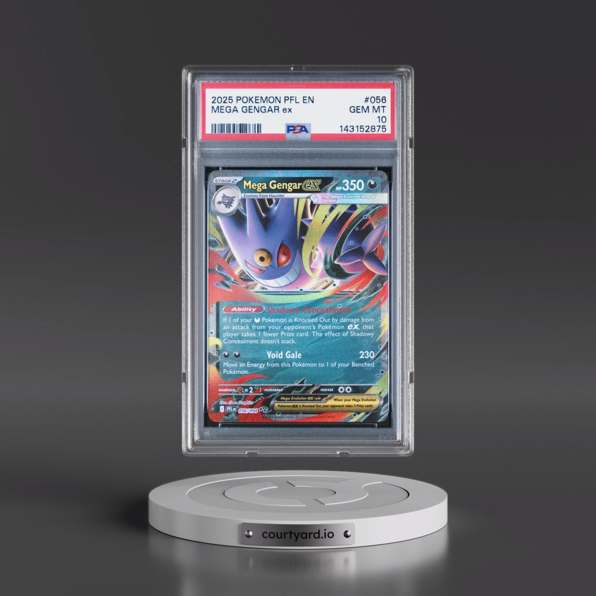 2025 Pokémon Pfl EN-Phantasmal Flames #056 Mega Gengar EX - Holo (PSA 10 GEM MINT)