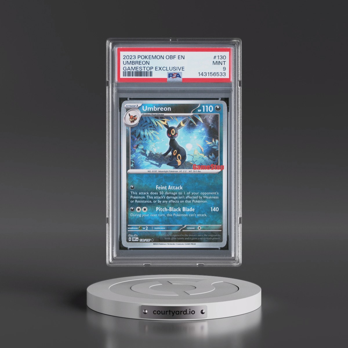 2023 Pokémon Obf EN-Obsidian Flames #130 Umbreon - Gamestop Exclusive (PSA 9 MINT)