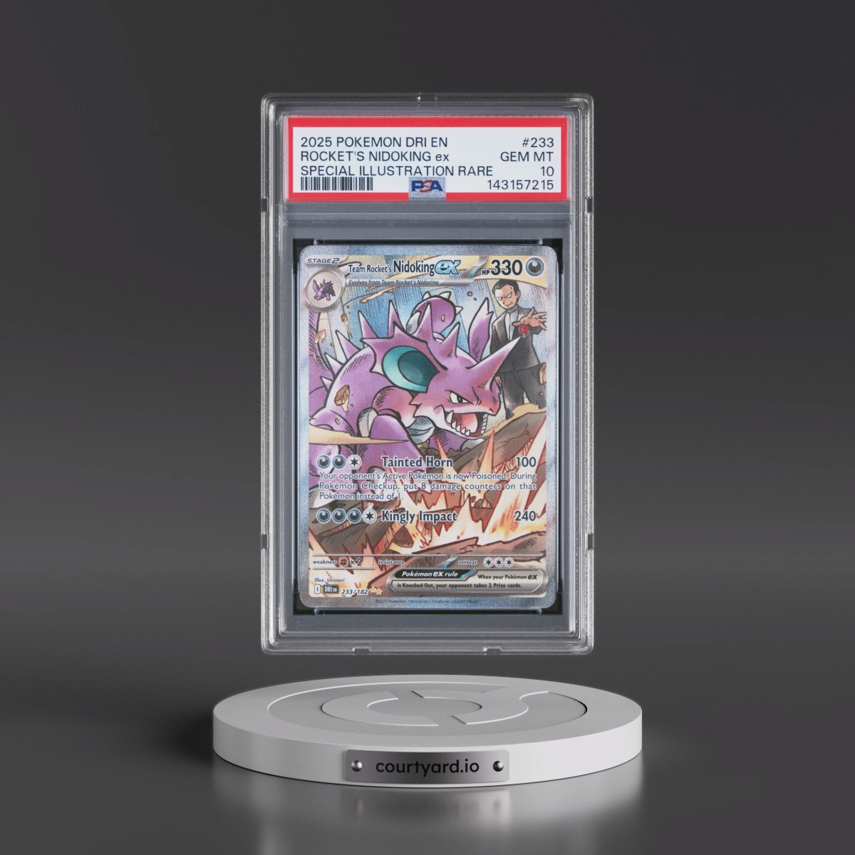 2025 Pokémon Dri EN-Destined Rivals #233 Team Rocket's Nidoking EX - Holo Special Illustration Rare (PSA 10 GEM MINT)