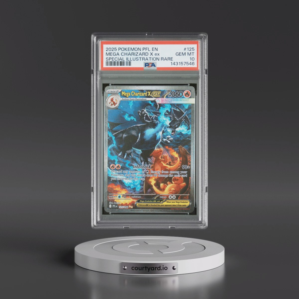 2025 Pokémon Pfl EN-Phantasmal Flames #125 Mega Charizard X EX - Holo Special Illustration Rare (PSA 10 GEM MINT) - Photo