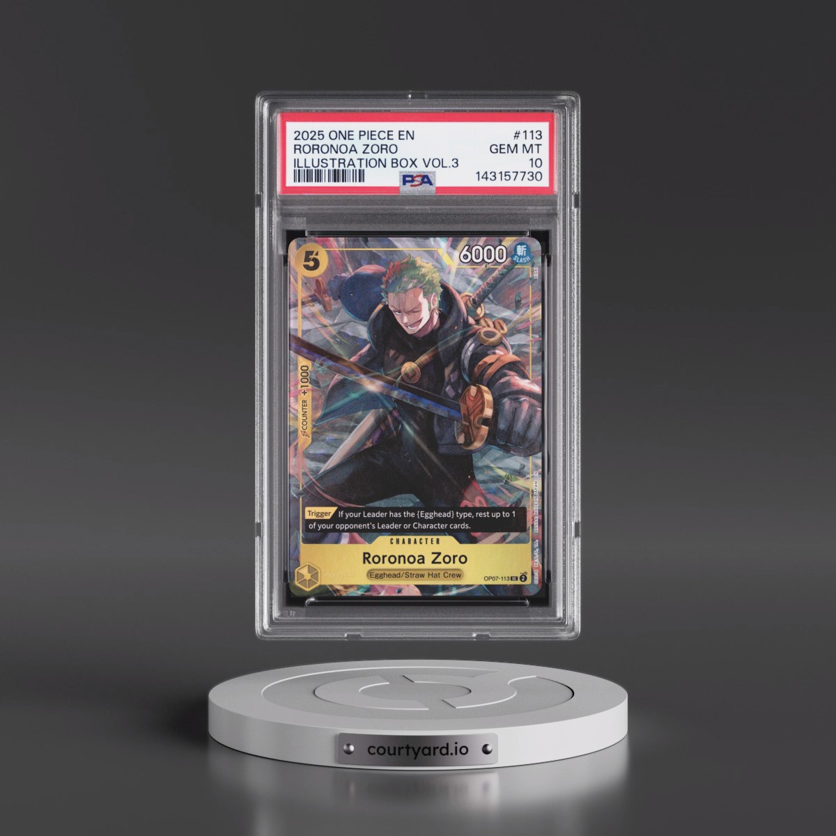 2025 One Piece Promos #113 Roronoa Zoro - Illustration Box Vol.3 (PSA 10 GEM MINT)