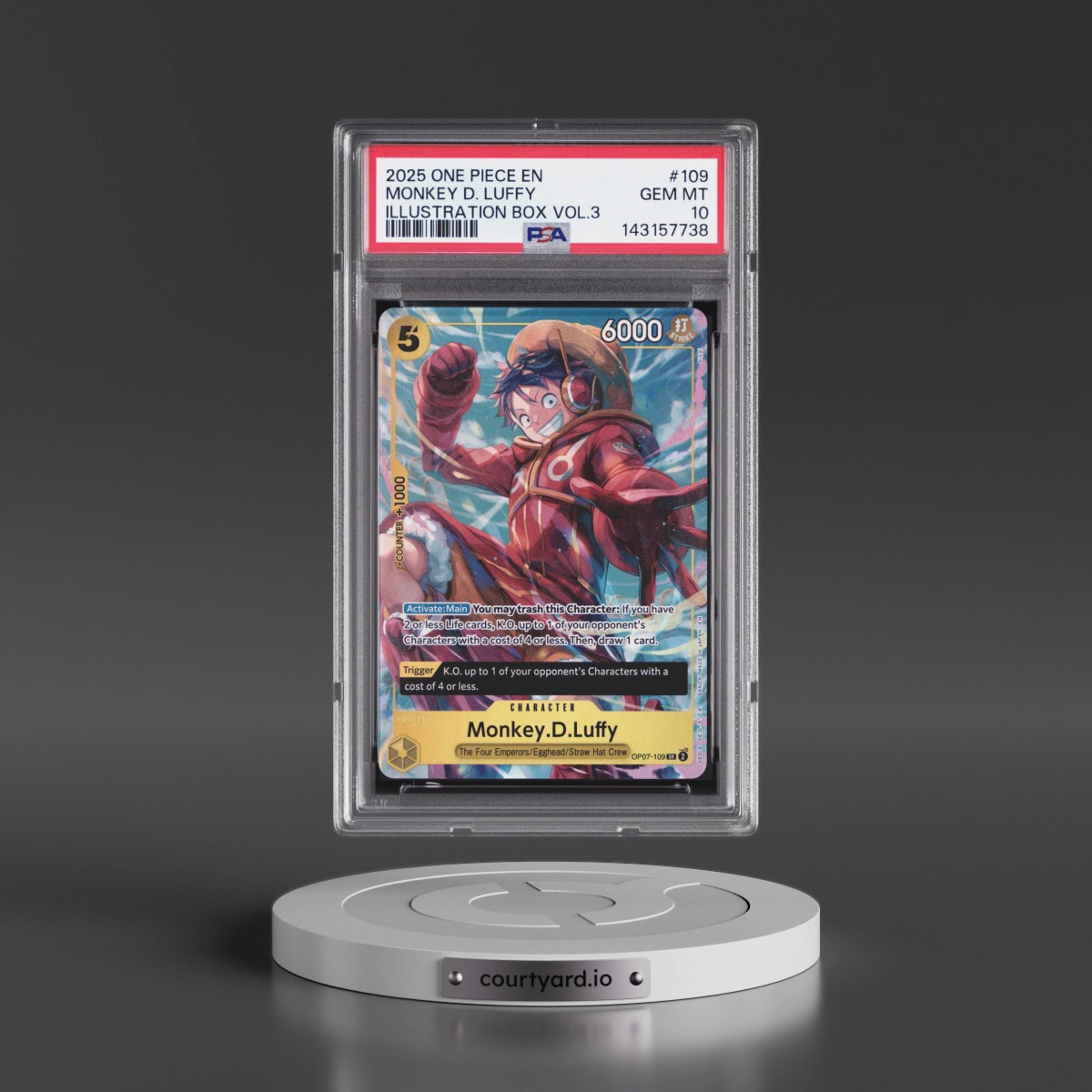 2025 One Piece Promos #109 Monkey D. Luffy - Illustration Box Vol.3 (PSA 10 GEM MINT)