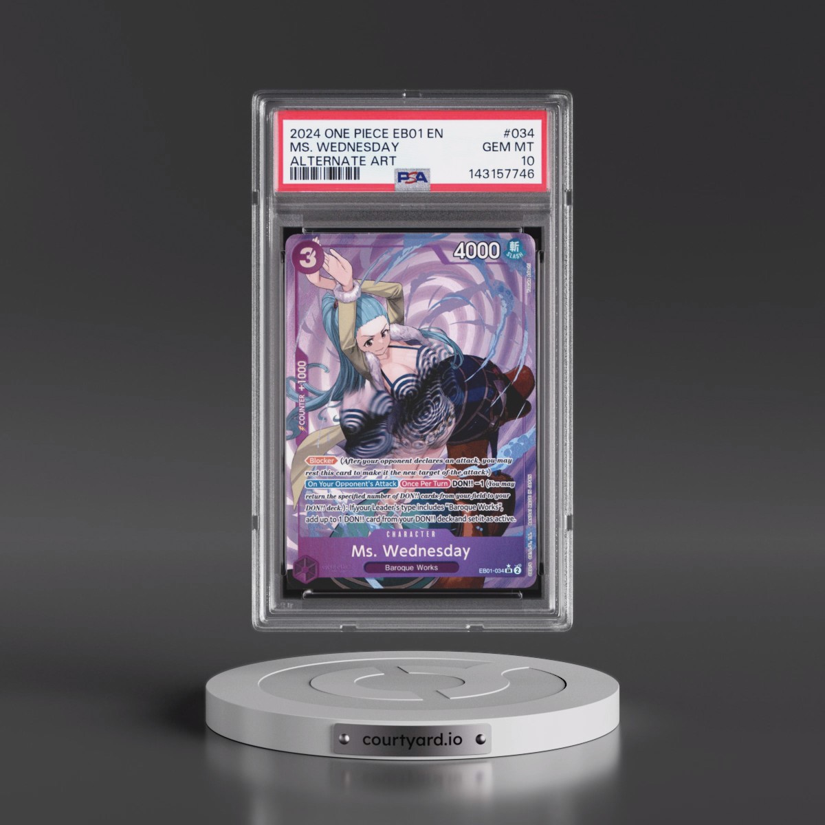 2024 One Piece EB01-Extra Booster -Memorial Collection #034 MS. Wednesday - Alternate Art (PSA 10 GEM MINT)