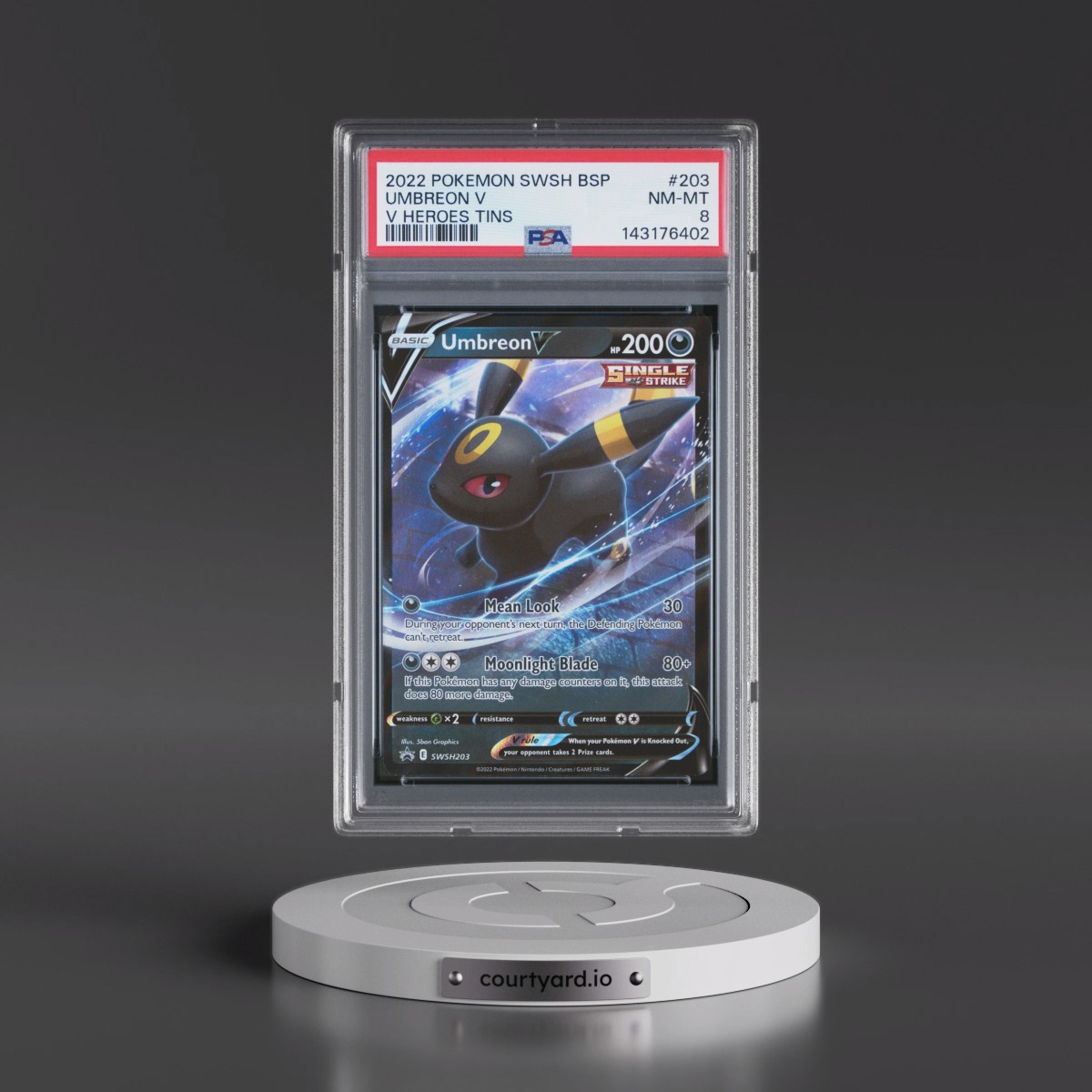 2022 Pokémon Swsh Black Star Promo #203 Umbreon V - Holo V Heroes Tins (PSA 8 NM-MT)