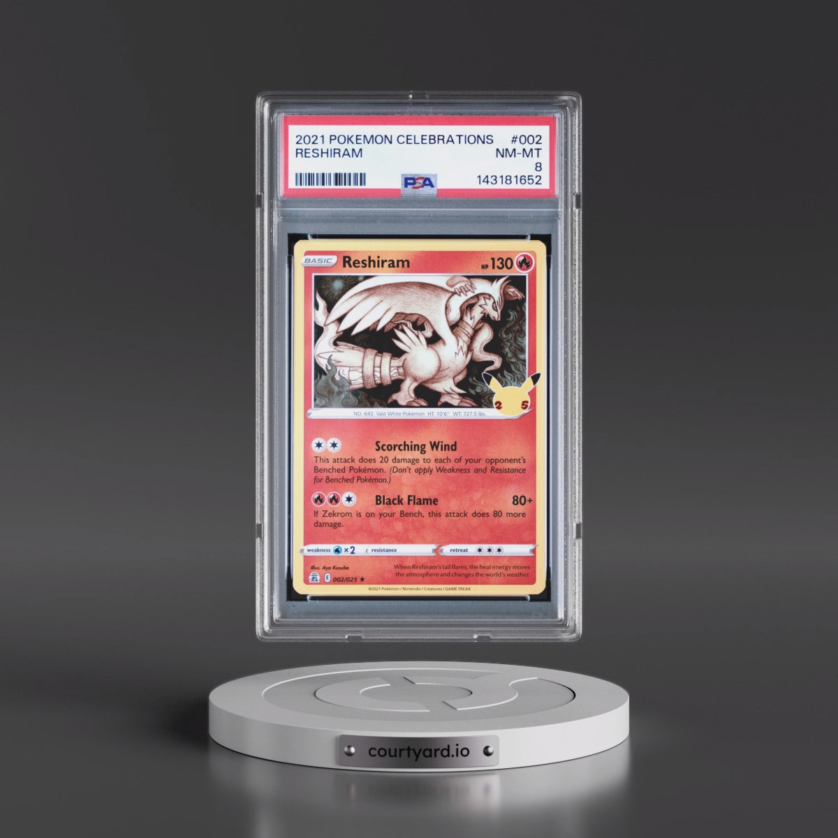 2021 Pokémon Celebrations #002 Reshiram (PSA 8 NM-MT)
