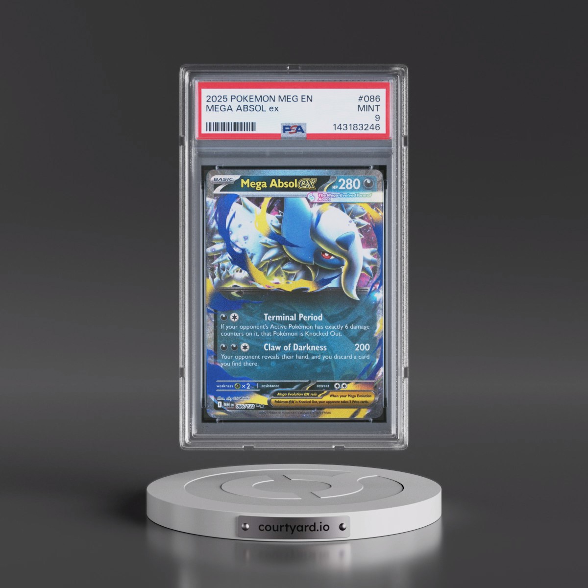2025 Pokémon Meg EN-Mega Evolution #086 Mega Absol EX - Holo (PSA 9 MINT)