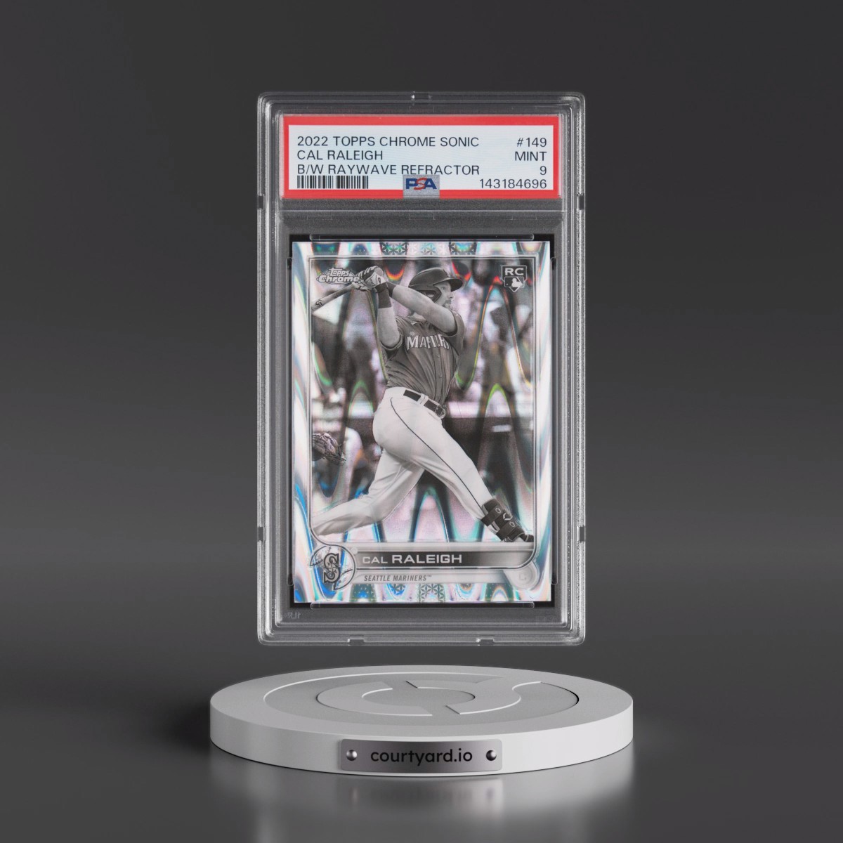 2022 Topps Chrome Sonic #149 Cal Raleigh - Black & White Raywave Refractor (PSA 9 MINT)