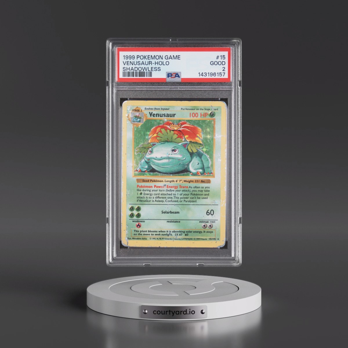 1999 Pokémon Game Venusaur - Holo Shadowless #15 PSA 2