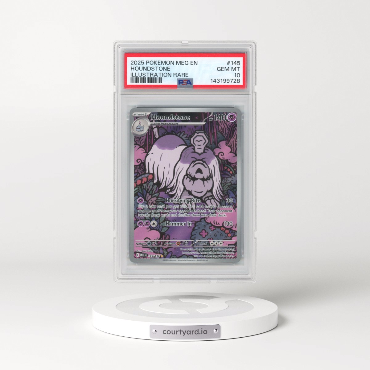 2025 Pokémon Meg EN-Mega Evolution #145 Houndstone - Illustration Rare (PSA 10 GEM MINT)