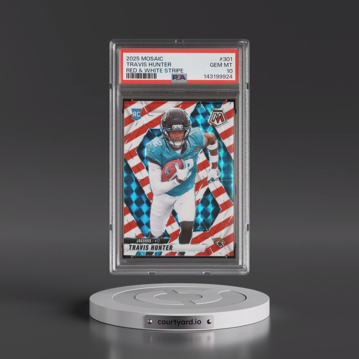 2025 Panini Mosaic #301 Travis Hunter - Red & White Stripe (PSA 10 GEM MINT)