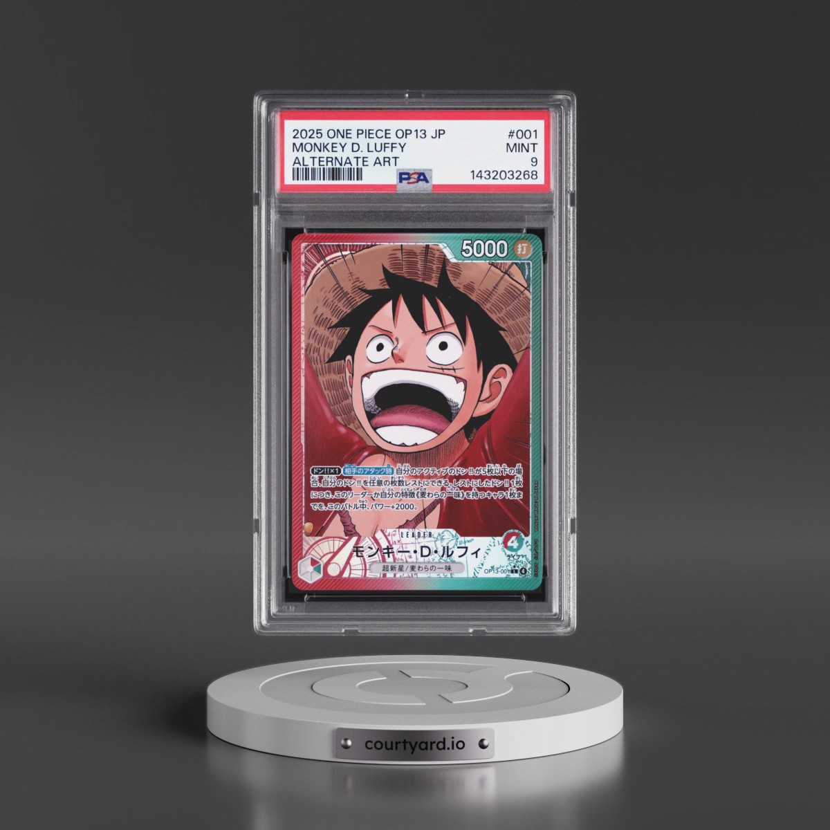 2025 One Piece Japanese OP13-Carrying on His Will #001 Monkey D. Luffy - Alternate Art (PSA 9 MINT)