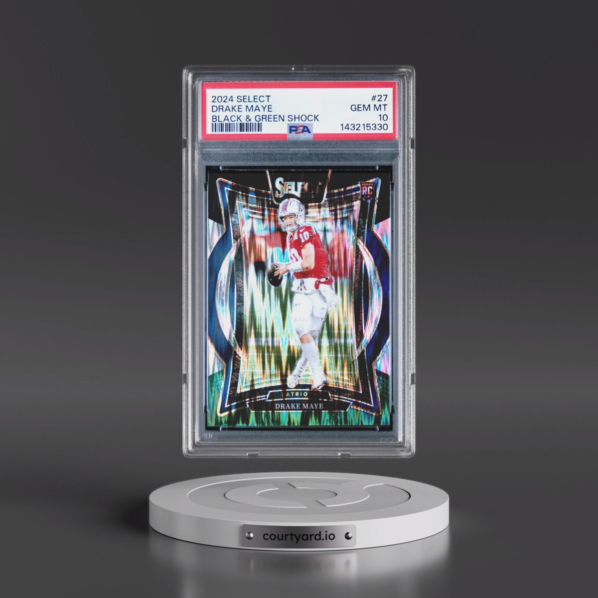 2024 Panini Select #27 Drake Maye - Black & Green Shock (PSA 10 GEM MINT)