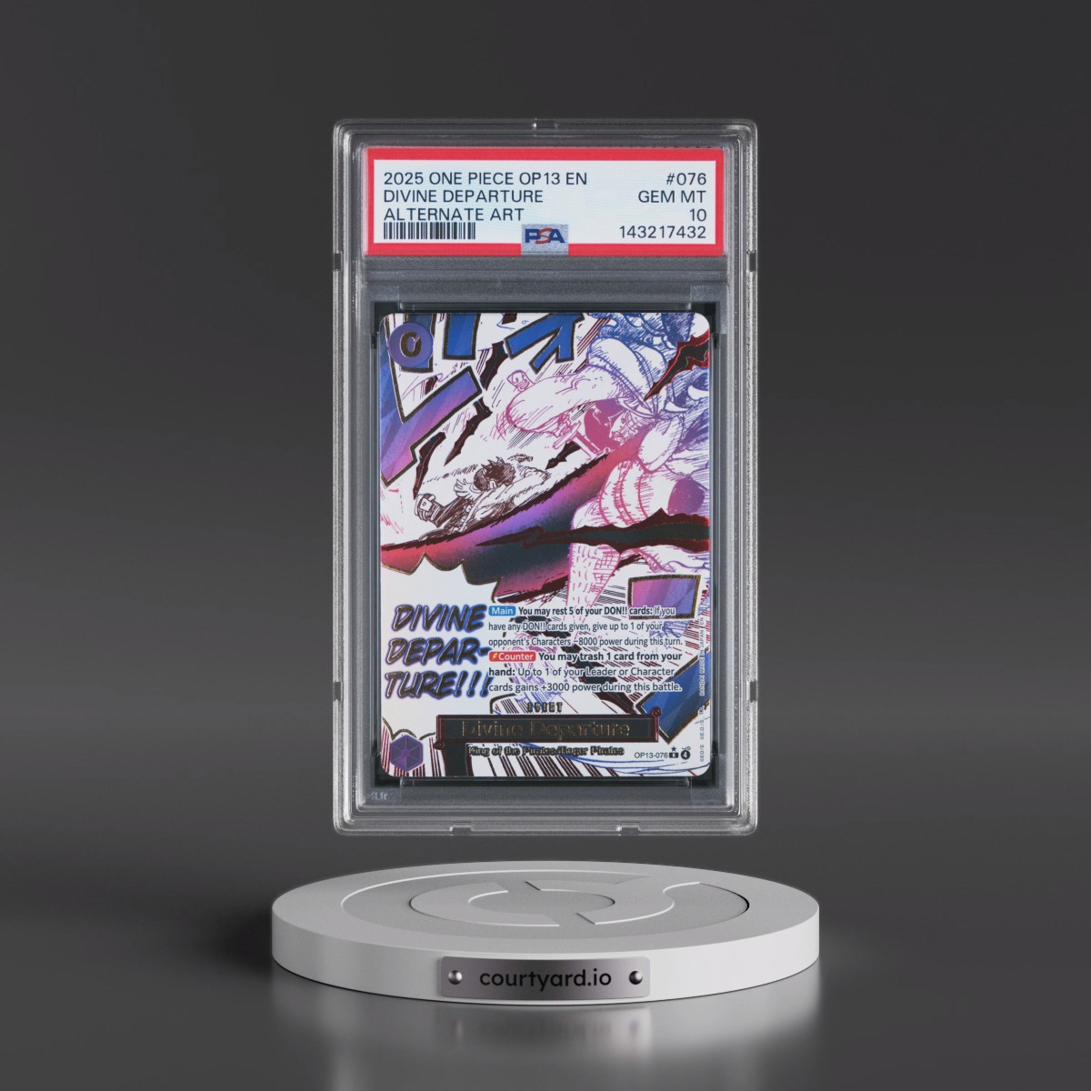 2025 One Piece OP13-Carrying on His Will #076 Divine Departure - Alternate Art (PSA 10 GEM MINT)